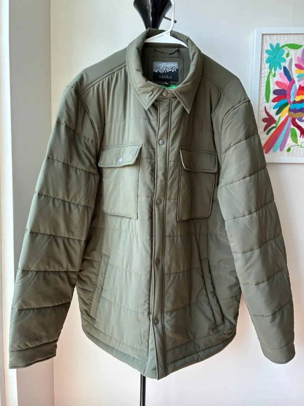 J. Crew Men's Eco Nordic Shirt-Jacket with PrimaLoft in Olive Green - Size L